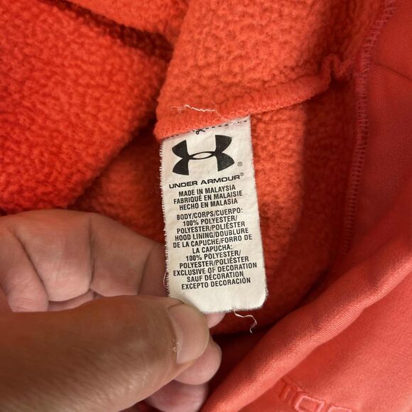 Under Armour Hoodie Womens Medium ColdGear Storm Semi Fitted Camo Logo Pink - Picture 4 of 8